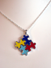 Autism Awareness Enamel Puzzle Pieces Necklace